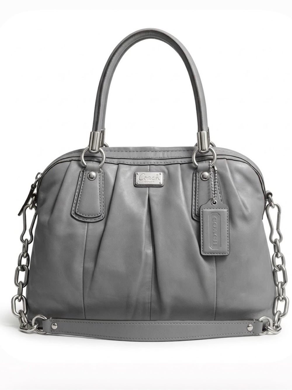 COACH Kristin Convertible Pleated Leather Large Satchel Bag